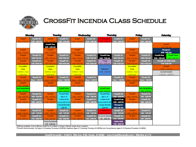 Current Class Schedule 6-12-15